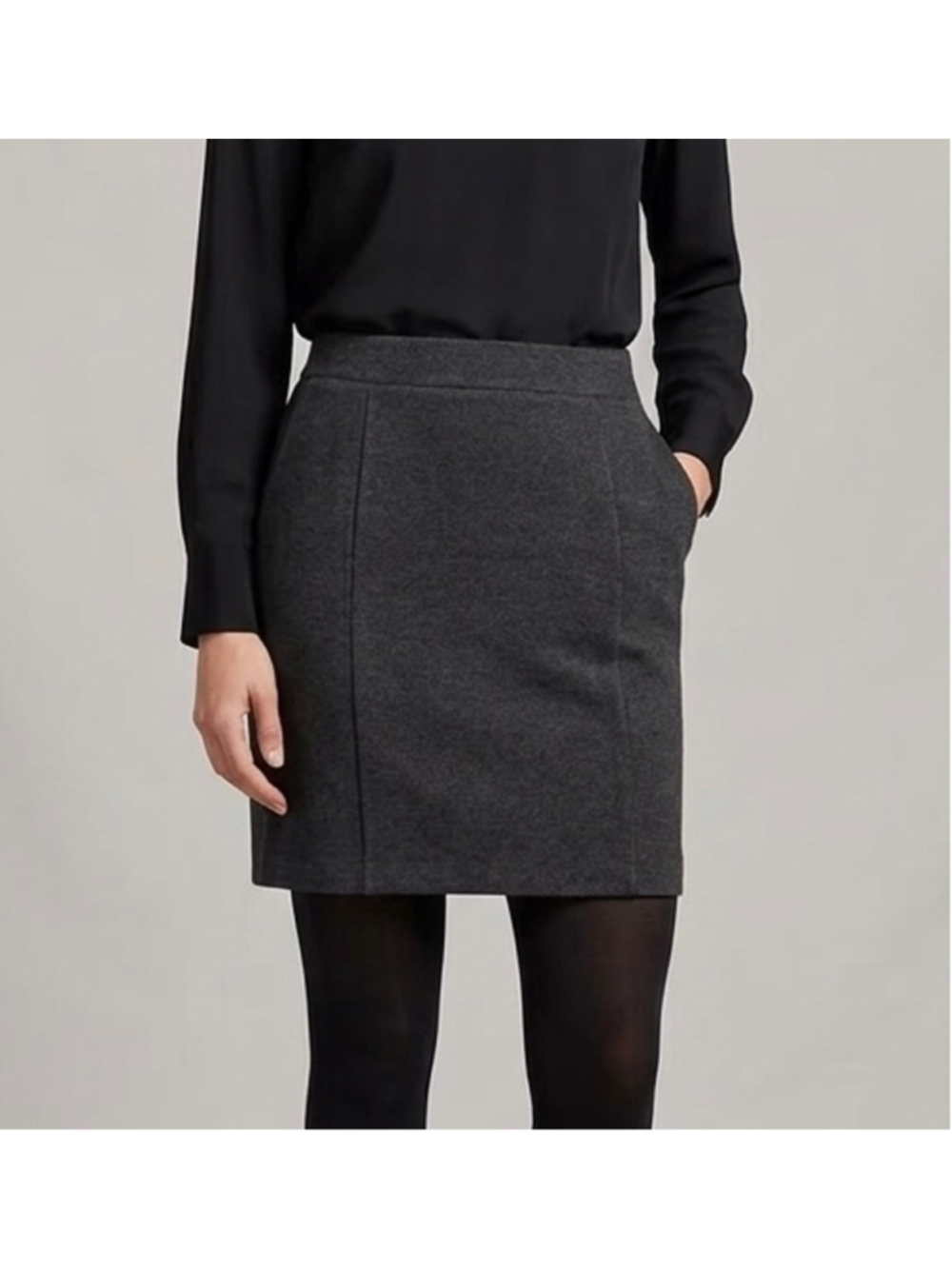 Mario Serrani Dark Charcoal womans Pencil Skirt lined Italy L Office Casual 1129